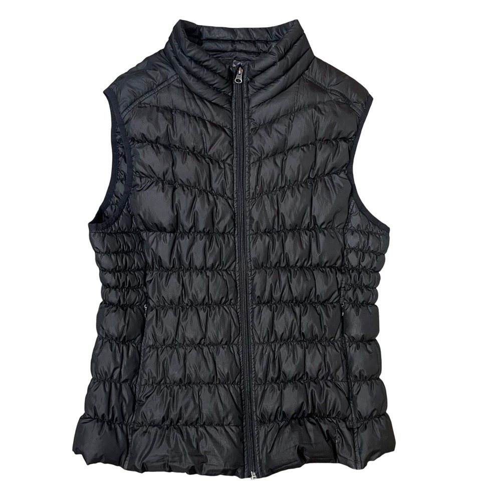Blanc Noir Black Down Puffer Vest Women TOB220-NB Full Zip Quilted Lightweight
